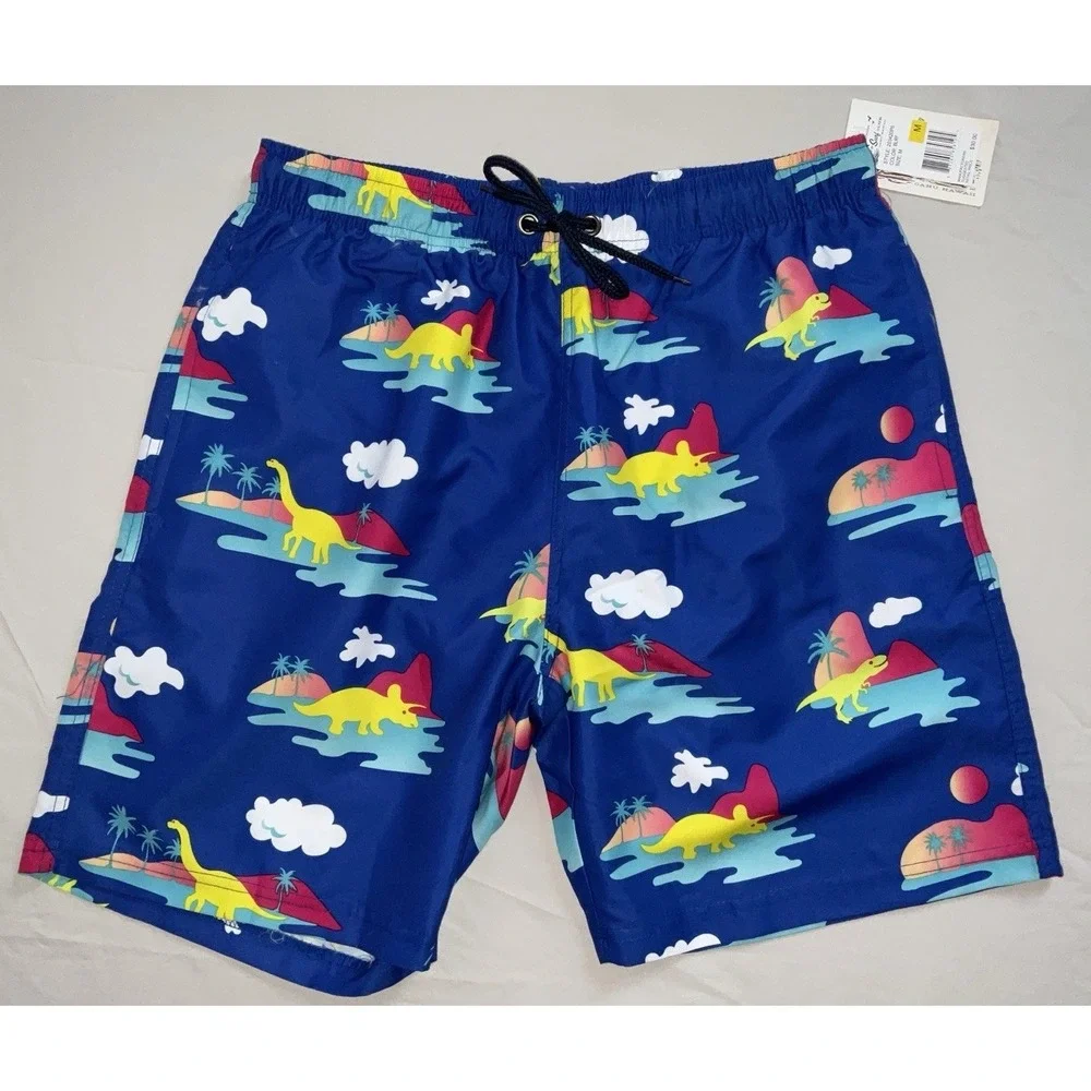 NWT Men's U.S.‎ Surf Club Oahu, Hawaii Dinosaur Lined Swim Trunks - Medium